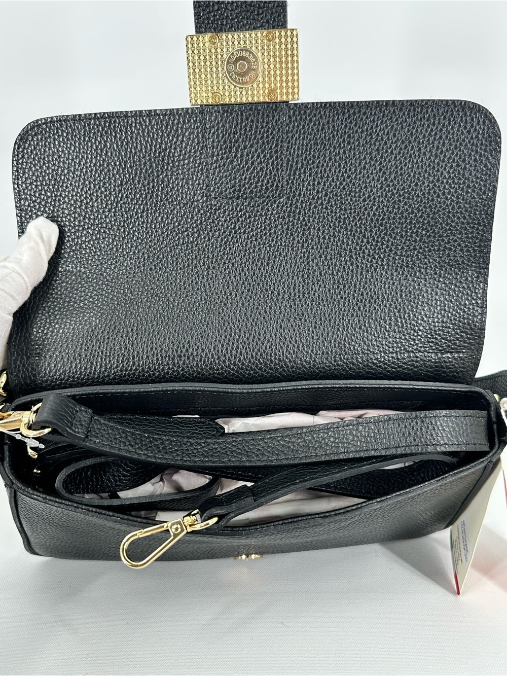 DIVINA FIRENZE Italian Leather Leopard Print Baguette Shoulder Bag Calf Hair NWT - Picture 7 of 15